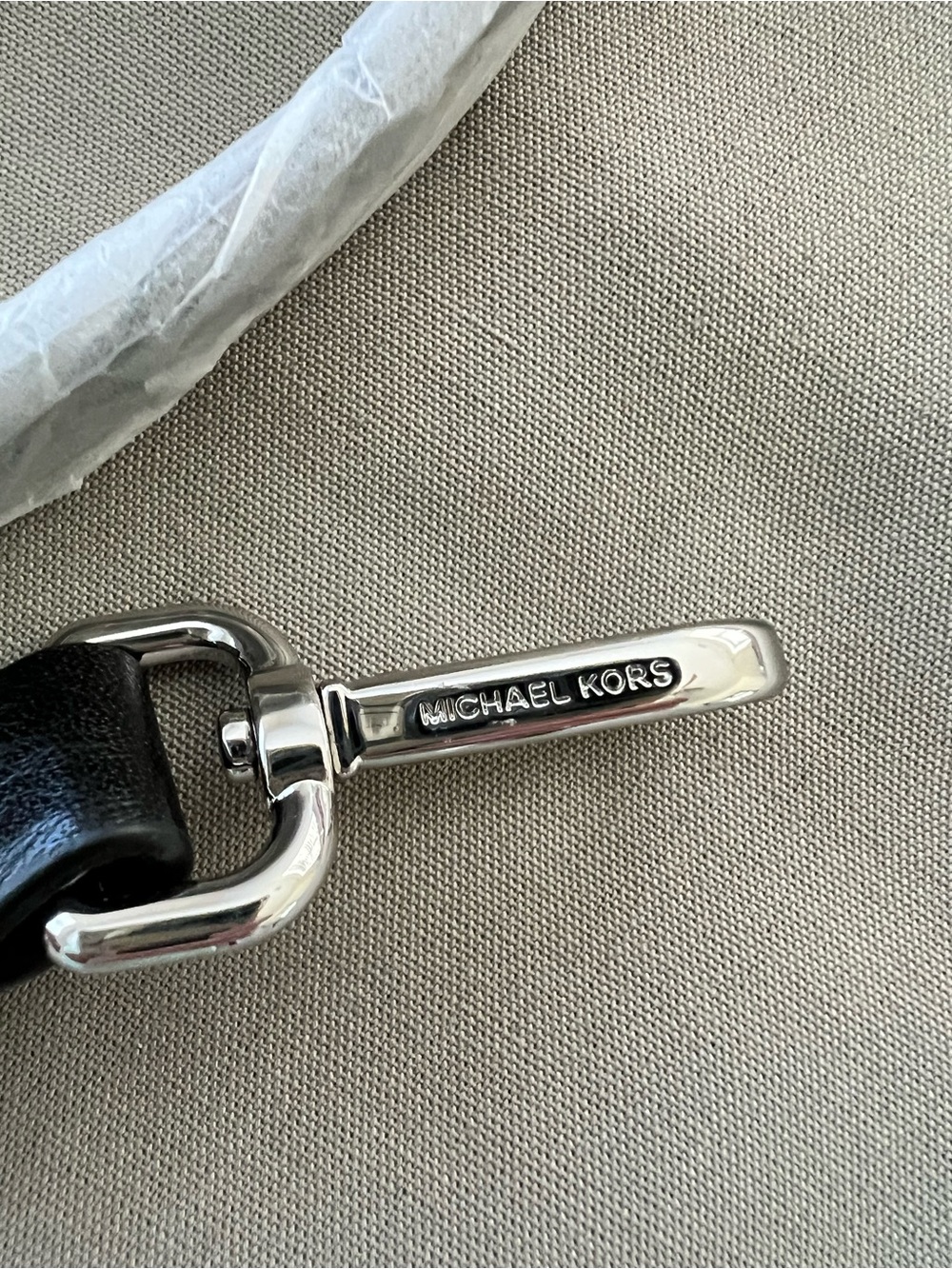 Michael Kors Black Leather Shoulder Strap with Silver Hardware NEW - Picture 3 of 5